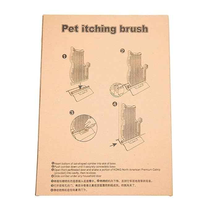 Cat Corner Self Groomer & Brush with Catnip Soft Wall Scratcher & Grooming Combs for Indoor Cats