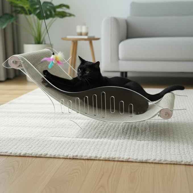 Cat bed for indoor cats cat scratcher bed adjustable acrylic pet bed and pet sofa with sisal - cute dinosaur shape for all small and medium-sized pets and small dog, pet furniture & pet hammock