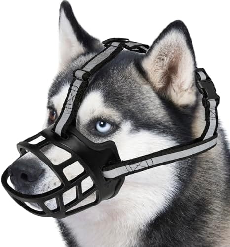 Dog Muzzle for Large Dogs, Breathable Basket Muzzles for Small, Medium and X-Large Aggressive Dog, Allows Panting Drinking, Suitable for Grooming Trimming Training (6, Blacks) - Pet Explorer