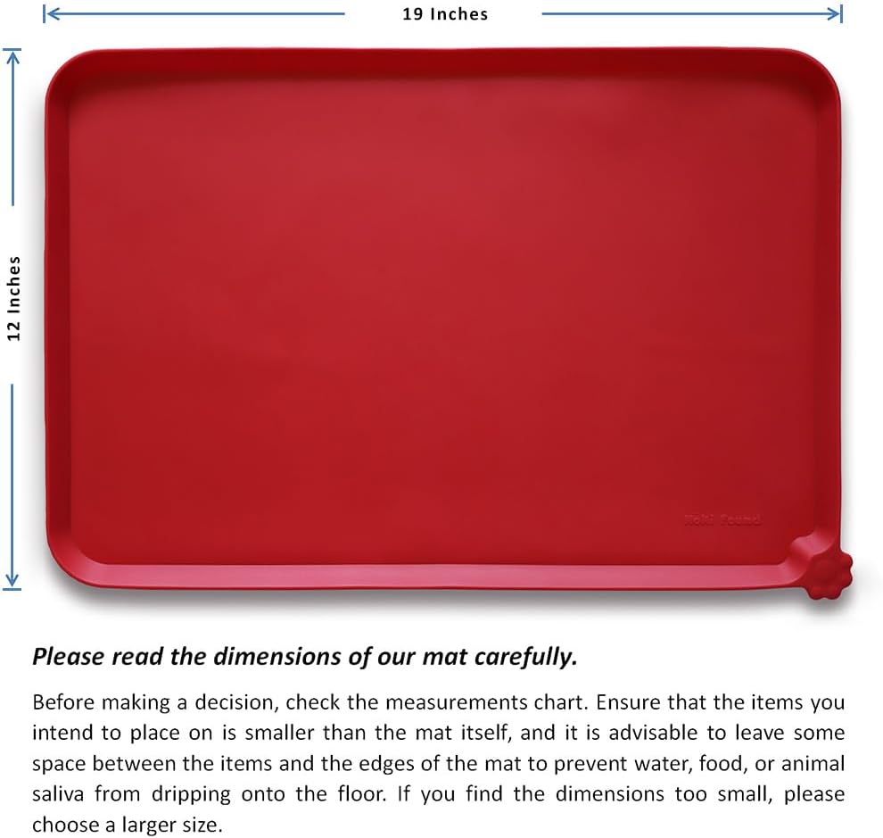 Hoki Found Silicone Pet Food Mats - Non Slip Dog Cat Bowl Mats - Classic Red - Pet Explorer