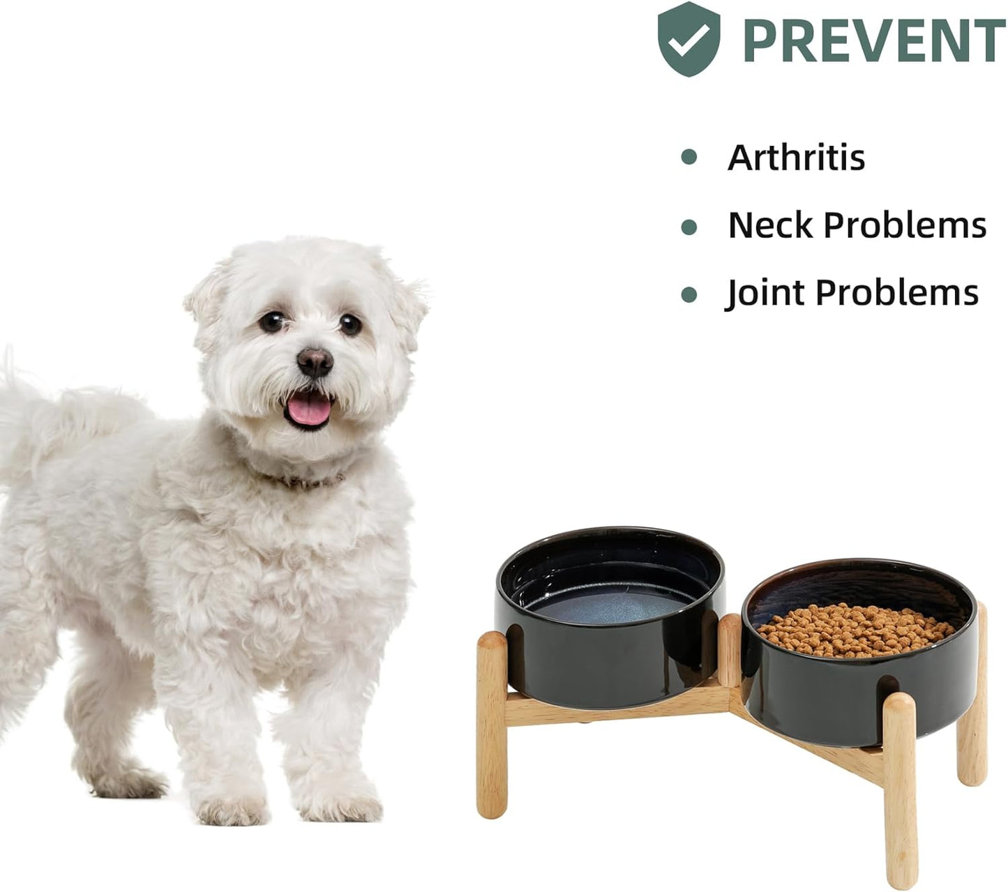 Ceramic 6.1inch Raised Dog Bowl with Stand for Small and Medium Breed Dog Dish Pet Food and Water Bowl (Double Bowl with Stand - Starry Sky, 28oz) - Pet Explorer