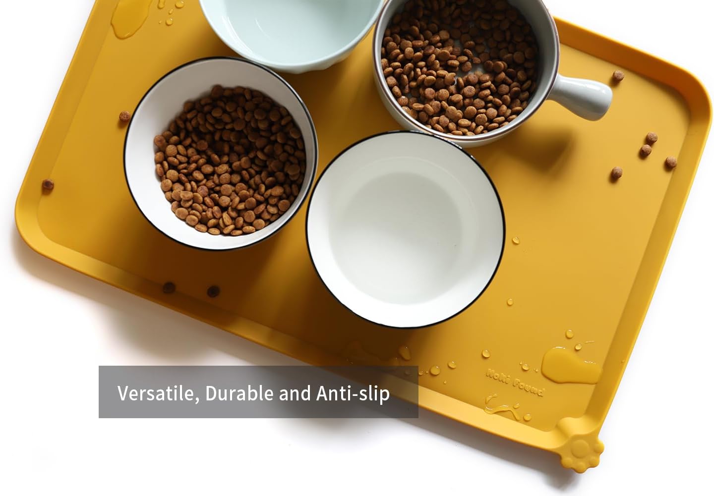 Hoki Found L Silicone Non Slip Pet Feeding Mats - Waterproof Dog Cat Food and Water Mats for Carpet - Honey - Pet Explorer