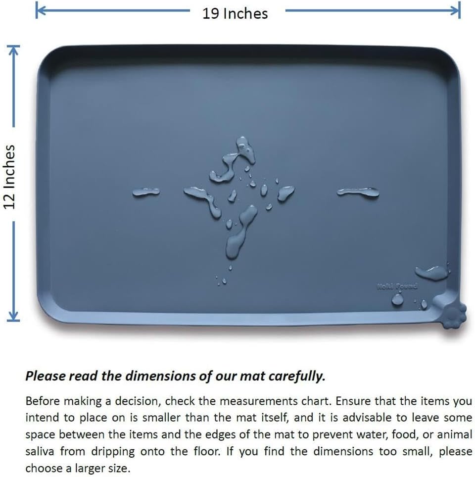 Hoki Found -Waterproof Pet Feeding Mats with High Lips - Multiple Size and Colors for Dogs, Cats & Others-G - Pet Explorer