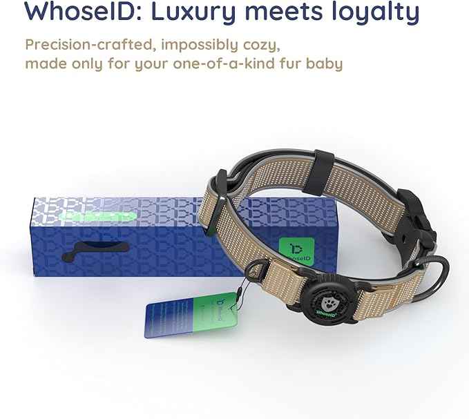 WhoseID Premium AirTag Dog Collar - Waterproof Medium Air Tag Dogs Collar | Magnetic Buckle Heavy Duty Collar | Reflective Dog Collar with AirTag Holder