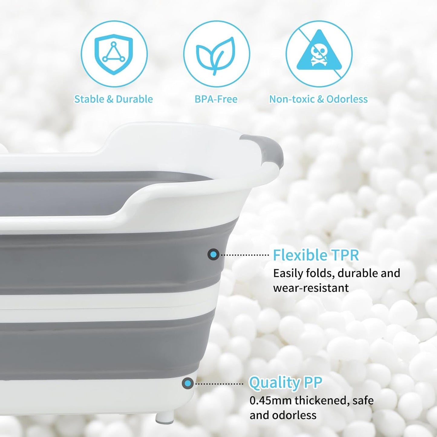 FHTONGE 7.13 Gal/27L Raised Collapsible Dog Bathtub with Drain Hair Catcher, Multifunctional Pet Washtub for Small to M Dog, Portable Puppy Tub Cat Shower Basin Laundry Basket Storage Organize Bucket - Pet Explorer