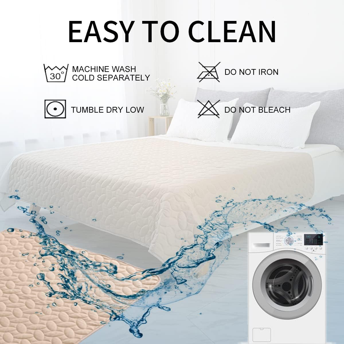 Ameritex Pet Bed Cover Dog Bed Blanket for Sofa and Furniture Waterproof New Pattern Design (40x50 Inch, Beige) - Pet Explorer