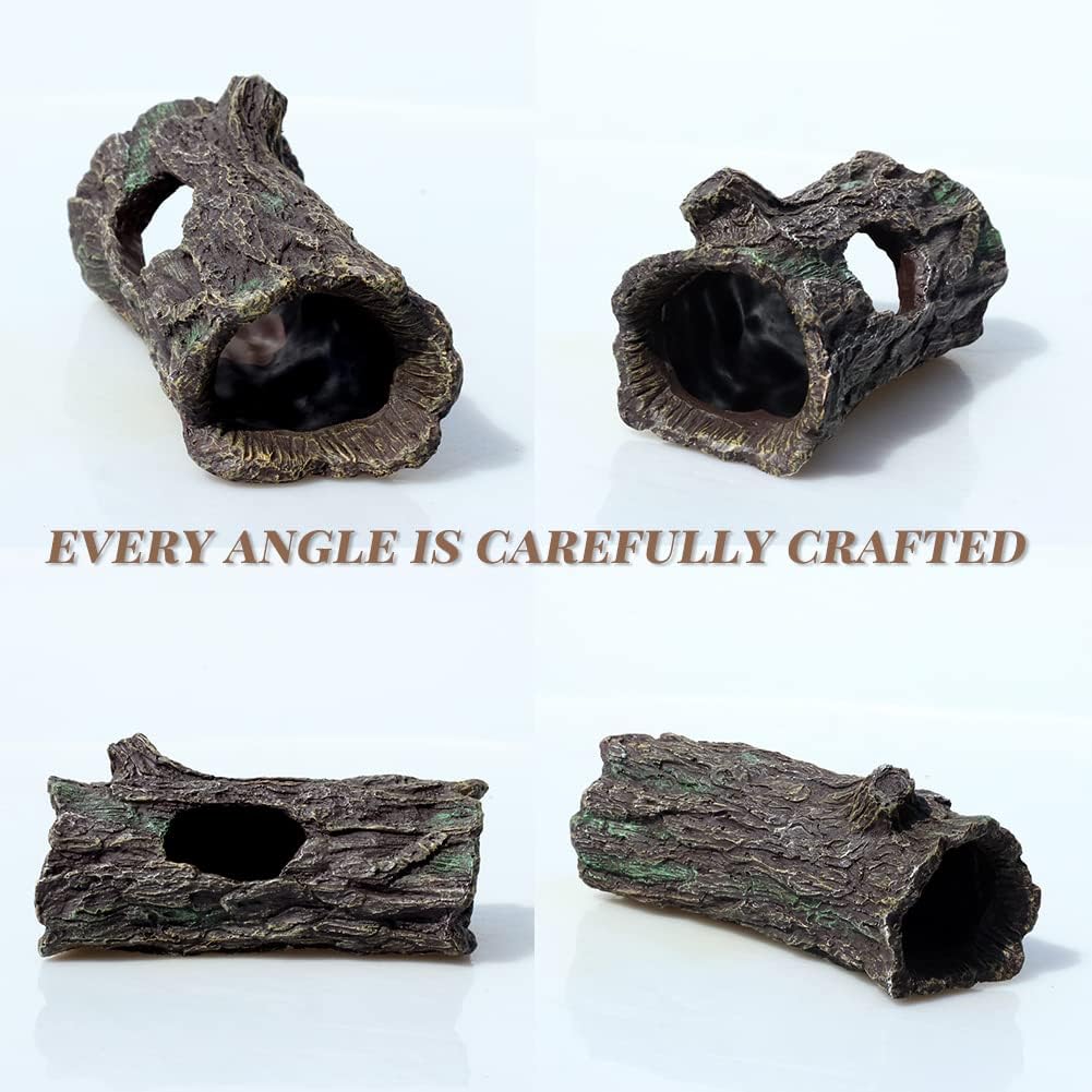 fazhongfa Reptile Hide Tree Trunk Lizard Snake Gecko Axolotl Spider Turtles Bearded Dragon Tank Accessories Large Hollow Log for Aquarium or Fish Tank Resin Wood Decorations Ornament - Pet Explorer