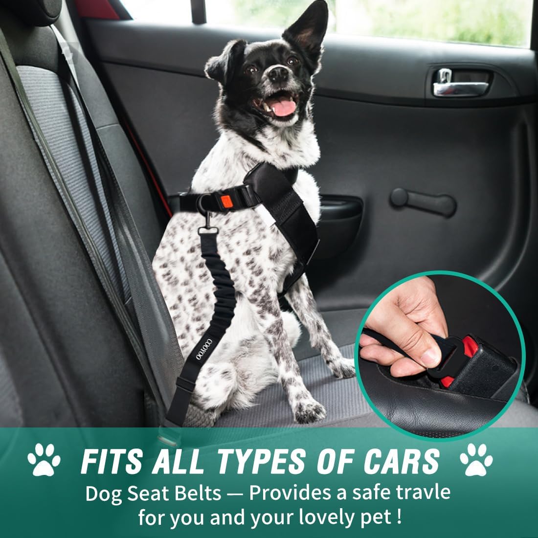 COOYOO Dog Seat Belt, Durability Retractable Dog Car Harness Adjustable Dog Seat Belt for Vehicle Nylon Pet Safety Seat Belts Heavy Duty & Elastic - Pet Explorer