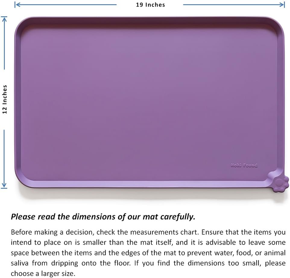 Hoki Found Silicone Pet Food Mats Tray - High-Lips Pet Dog Cat Bowl Mats - Pet Feeding Mat - Waterproof Dog Cat Food Mats -Pet Water Mats for Floors - Amethyst - Pet Explorer