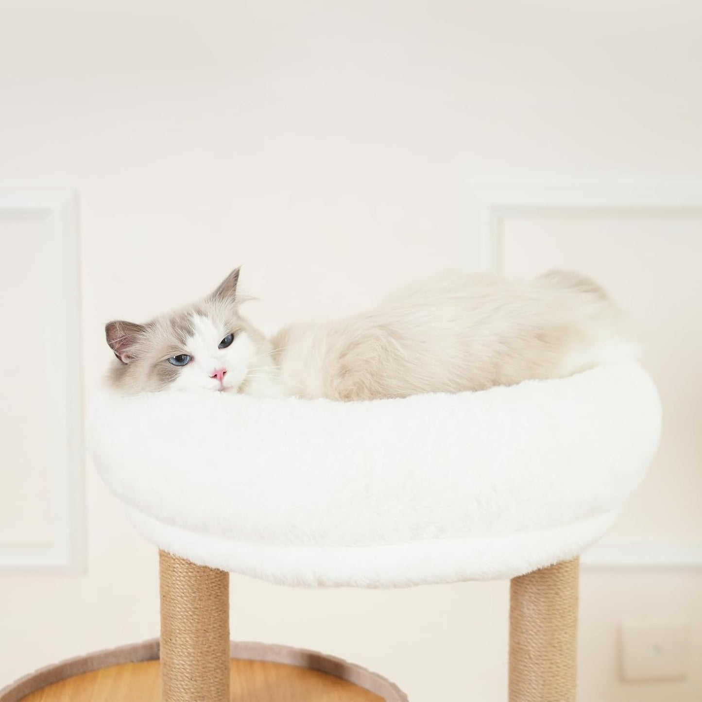 Cat Tree Tower with 2-Storey Large Felt Cat Bed Cave, Cozy Cats Tunnel Condo with Washable Cushions, 36.6" - Pet Explorer