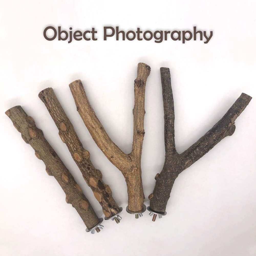 Bird Perch 4 PCS Natural Wood Stand Parakeet Toys Bird Cage Accessories for Parrots Conure Supplies Budgie Platform