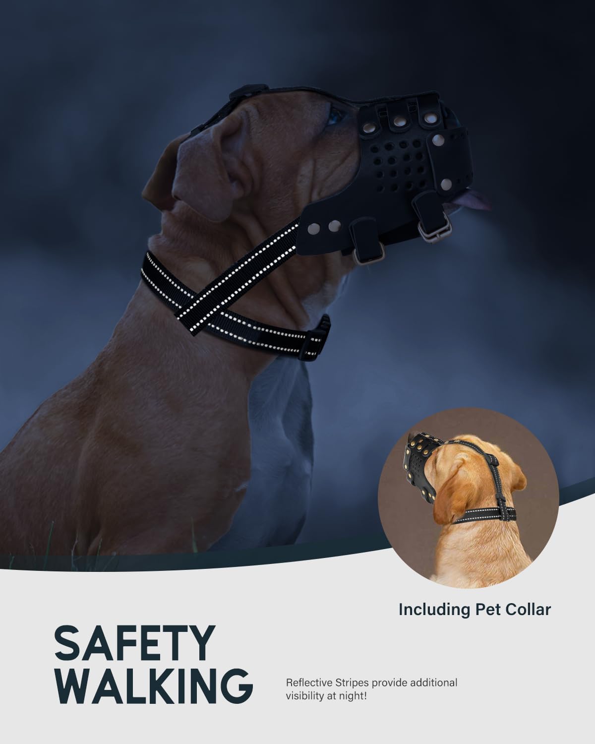 Dog Muzzle, Leather Basket Soft Muzzles Medium Large Breeds, Pitbull Dog Muzzle Amstaff Staffordshire Terrier, German Shepherd Dalmatian Doberman Adjustable (XL) - Pet Explorer