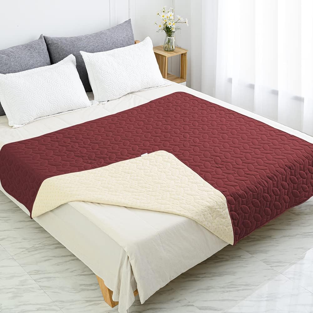 Ameritex Pet Bed Cover Dog Bed Blanket for Sofa and Furniture Waterproof New Pattern Design (52x82 Inch, Burgundy) - Pet Explorer