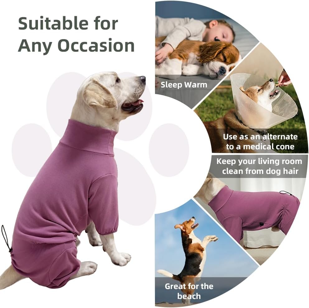 Dog Pyjamas PJS Sweater Clothes and Home Clothing Suitable for Large to Giant Breeds of Dogs, Dog Surgery Recovery Suit, Extra-Large Stretch Fabric, Four-Legged Clothes(Thickened Red, 6XL)