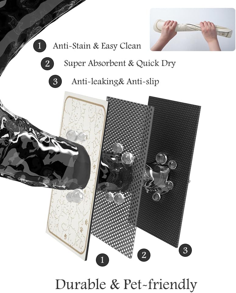 Pet Feeding Mat-Absorbent Dog Mat for Food and Water Bowl-No Stains Quick Dry Water Dispenser Mat-Dog Accessories Pet Supplies-Bowl for Messy Drinkers(FRAMEDOGS,17"x28" - Pet Explorer