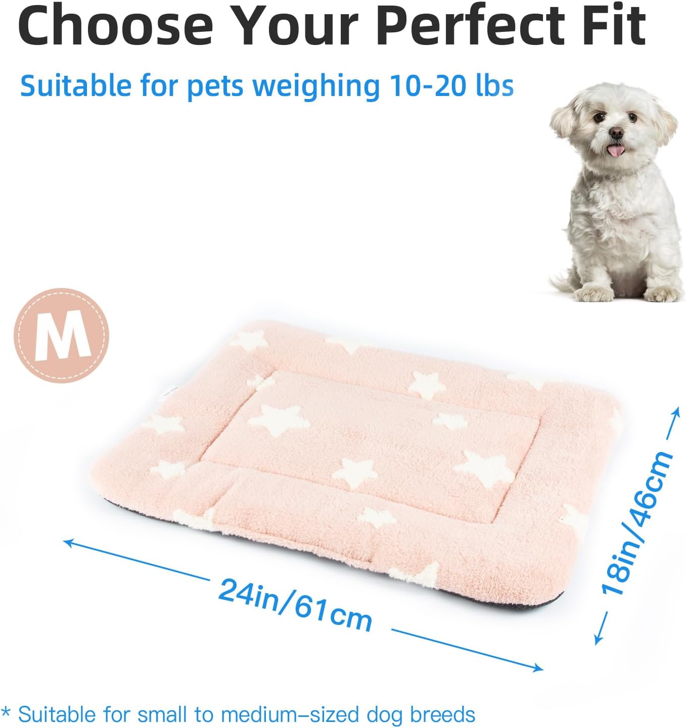 Mora Pets Dog Crate Pad Kennel Bed Crate Mat for Small Dogs Washable Cute Star Pet Bed for Dog Cage Ultra Soft Flat Puppy Cat Kitten Pillow Cushion for Sleeping Anti-Slip Pink 24 x 18 - Pet Explorer