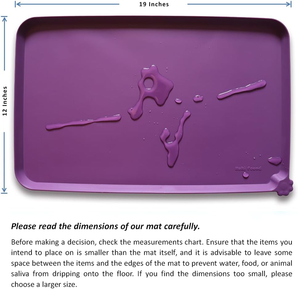 Hoki Found Waterproof Pet Feeding Mats with High Lips, Multiple Size and Colors for Dogs, Cats & Others -Eggplant - Pet Explorer