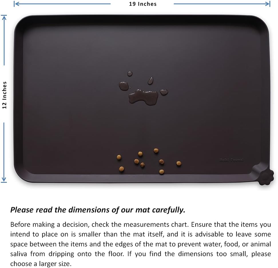 Hoki Found Silicone Pet Food Mats Tray - High-Lips Pet Dog Cat Bowl Mats - Pet Feeding Mat - Waterproof Dog Cat Food Mats -Pet Water Mats for Floors - Dark Oak - Pet Explorer