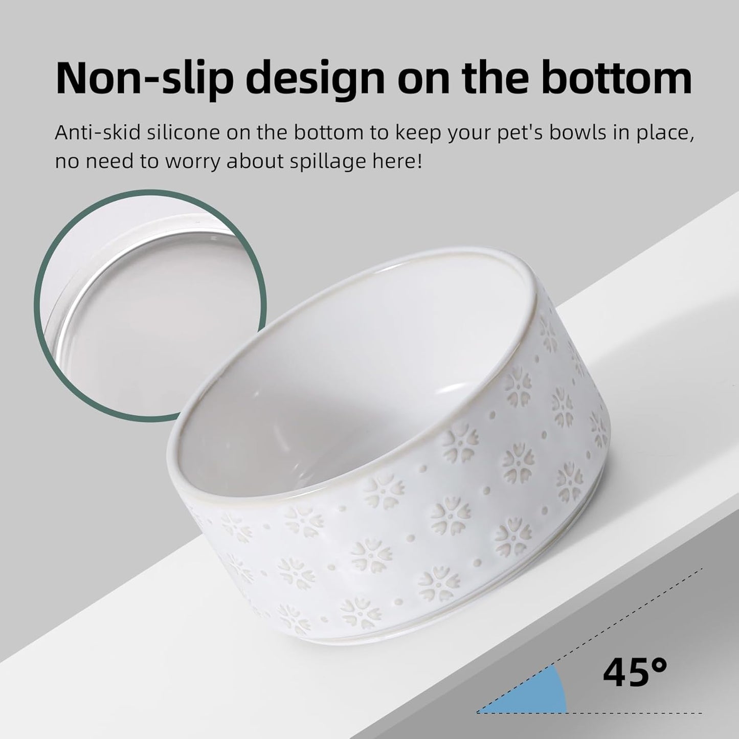 6.1inch Ceramic Dog Bowls, Food and Water Bowl for Small Breed Dogs, Weighted Dog Dishes(Single Bowl, Arctic White) - Pet Explorer