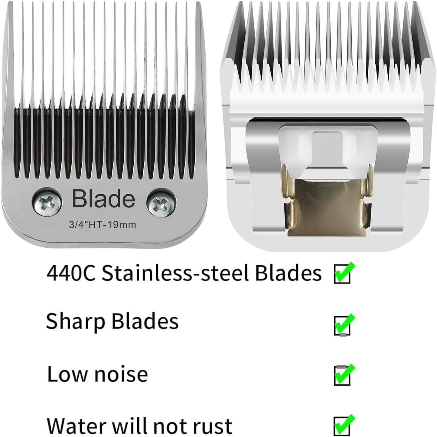 2PCS 3/4" HT Dog Grooming Replacement Blades Compatible with Andis Dog Clippers,Dog Clipper Blades Compatible with Wahl KM-10 Series Clippers, Oster A5,Size-3/4-Inch 19mm Cut Length,Silver - Pet Explorer