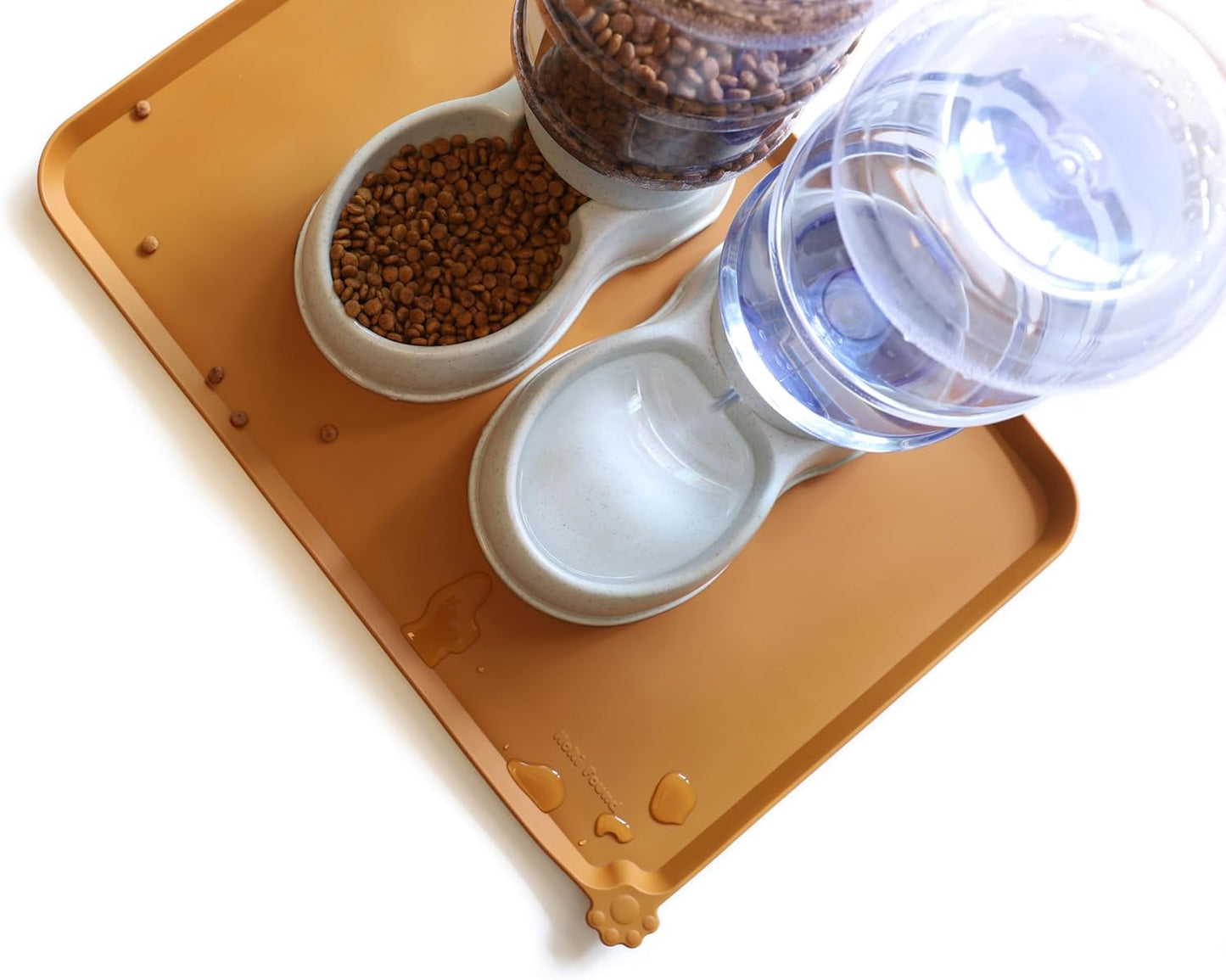 Hoki Found Large Silicone Pet Food Mats Tray - Non Slip Pet Dog Cat Bowl Placemats - Dog Cat Feeding Mat - Waterproof - Butterscotch - Pet Explorer