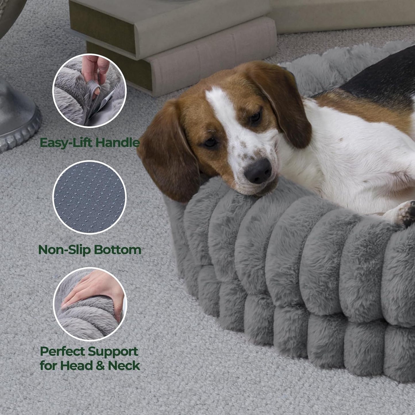 BALANCE Luxury Donut Dog Bed, 30 Inches Round Dog Bed Medium Size Dogs Washable, Orthopedic Calming Dogs Bed for Pets with Anti-Slip Bottom, Gray - Pet Explorer
