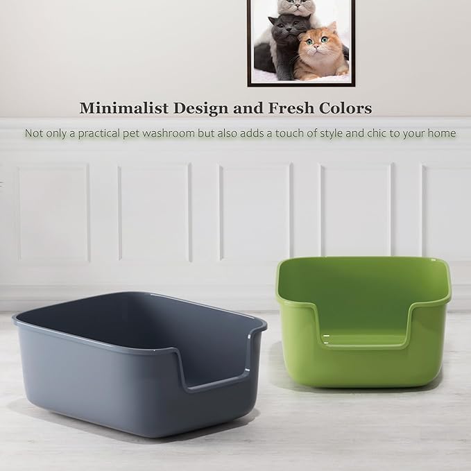Vealind Large Cat Litter Box High Sided Entry Cat Litter Pan 50 x 40 x 22 CM, Anti-Splashing Deep Tall Cat Boxes for Indoor Cats Basics Kitty Litter Box (White)