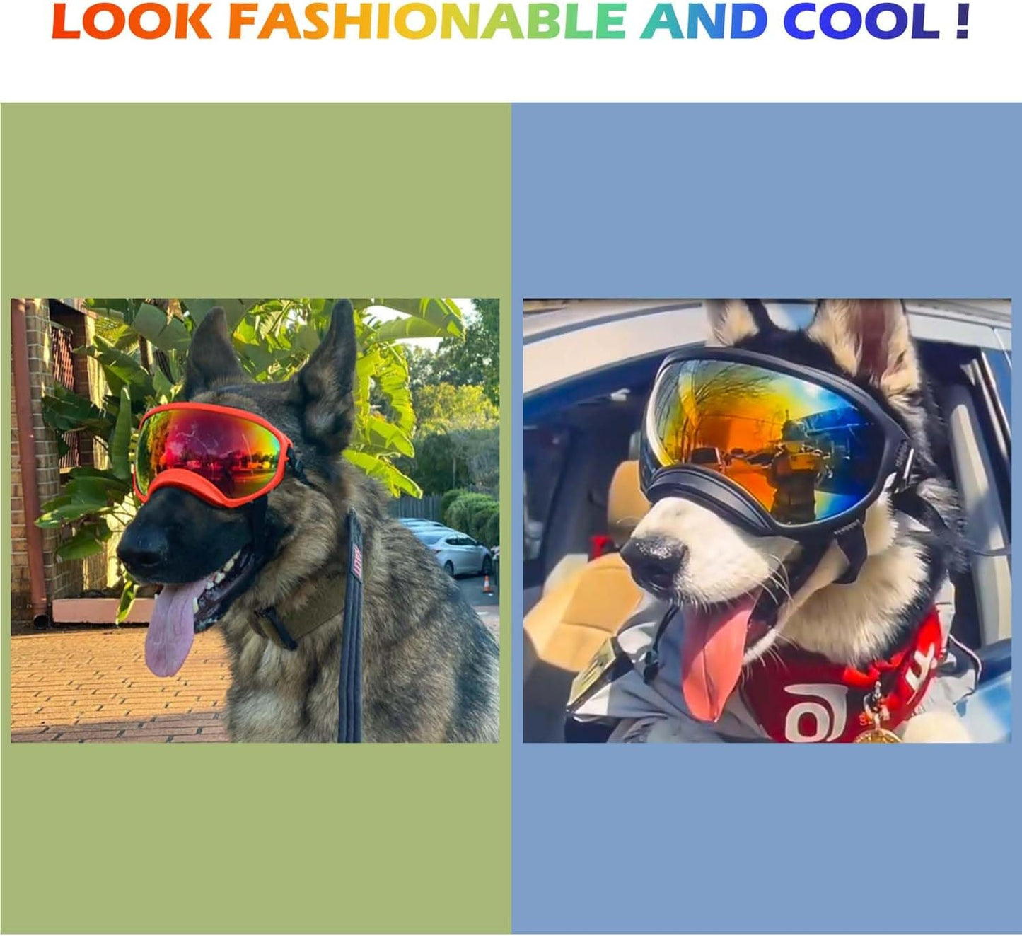 Medium Dog Sunglasses with Adjustable Strap UV Protection, Winproof Dog Puppy Sunglasses, Suitable for Medium Dog Pet Glasses, Dogs Eyes Protection,Soft Dog Goggles - Pet Explorer