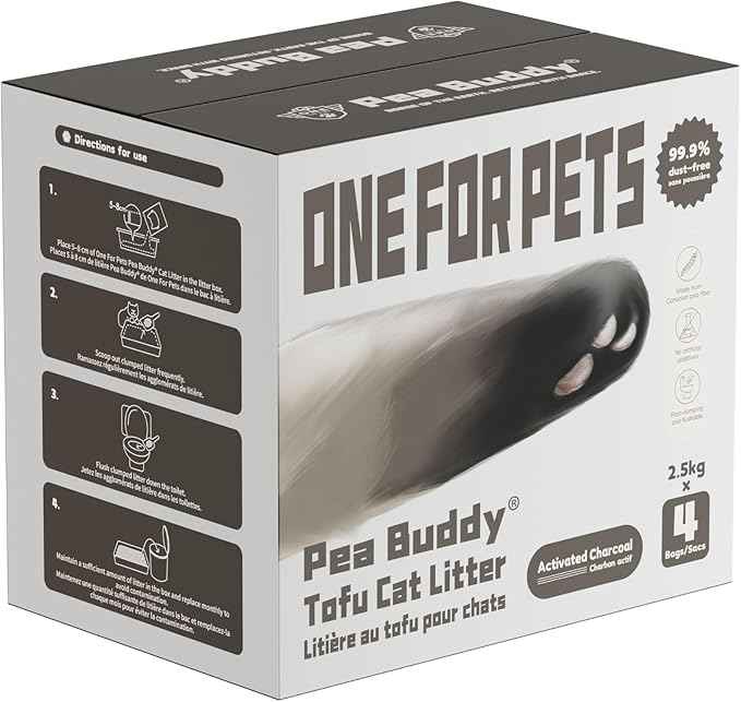 Pea Based Cat Litter, Dust Free Cat Litter, Low Tracking, and Natural Odor Control, Scented and Unscented (4 Pack (1 Case), Charcoal-Unscented)