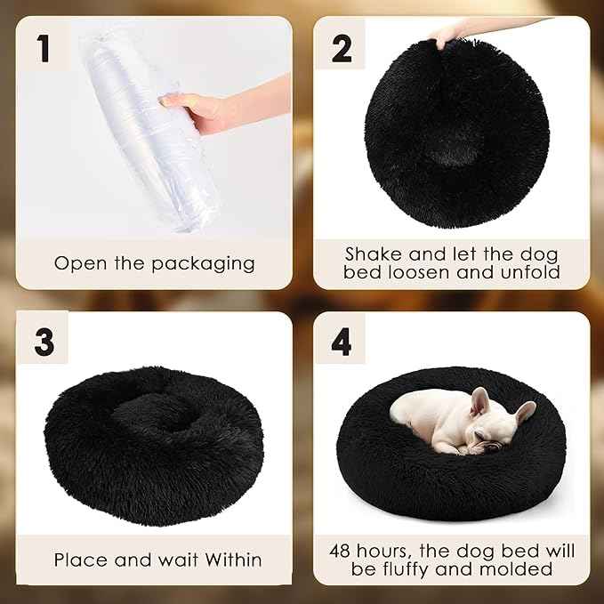 Extra Large Dog Beds, 36 Inch Human Dog Anxiety Relief Comfort Bed, Indestructible & Chew Proof Pet Beds (Black)