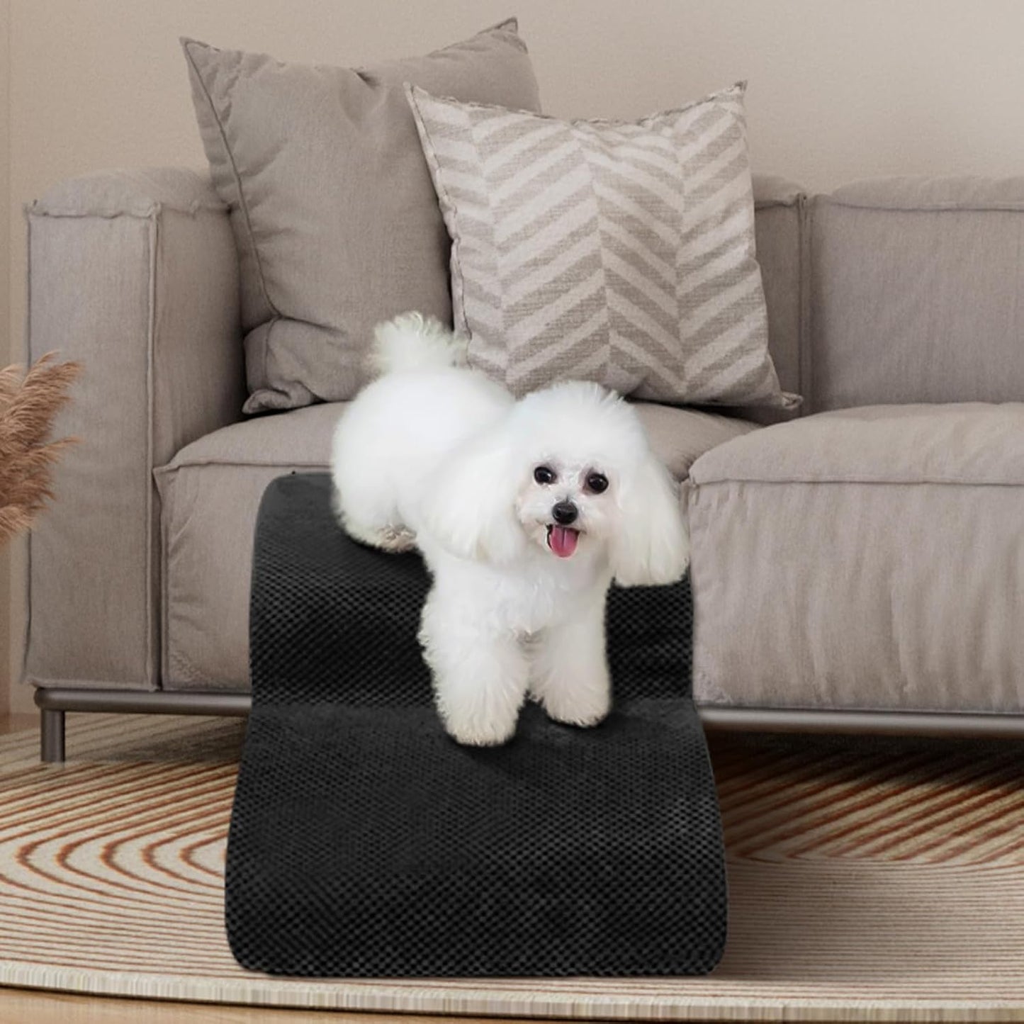 Dog Stairs for Small Dogs - High Density Foam Pet Steps, Extra Wide Dog Ramp with Non-Slip Bottom for High Beds, Couch and Sofa, Best for Dogs Injured, Older Doggy Cats,2 Steps, Black - Pet Explorer
