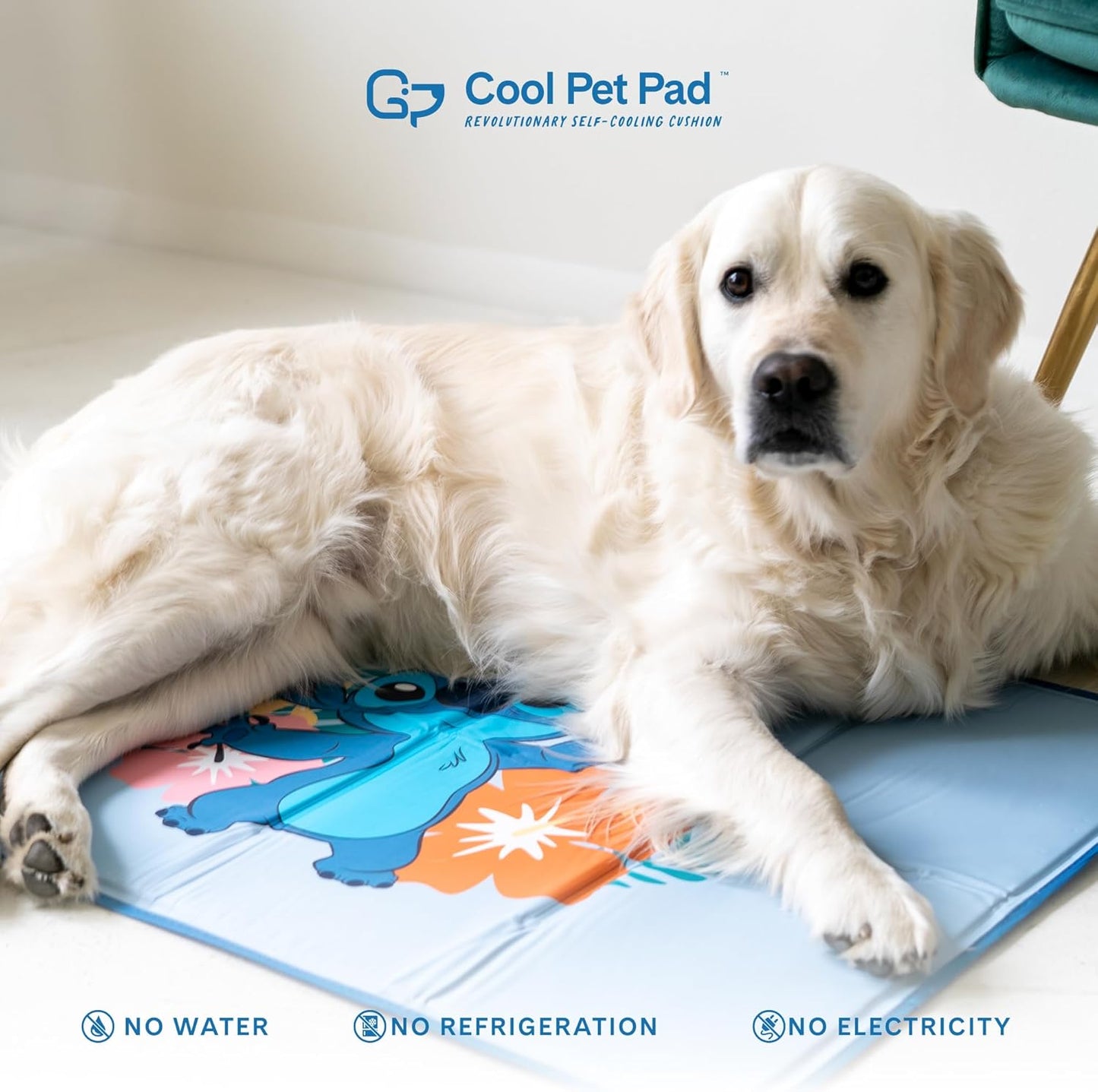 The Green Pet Shop Cool Pet Pad - Small, Disney’s Stitch - Self-Cooling, Pressure Activated Mat for Dogs & Cats from 9-20 lbs - Non-Toxic Gel, No Water Needed - Pet Explorer