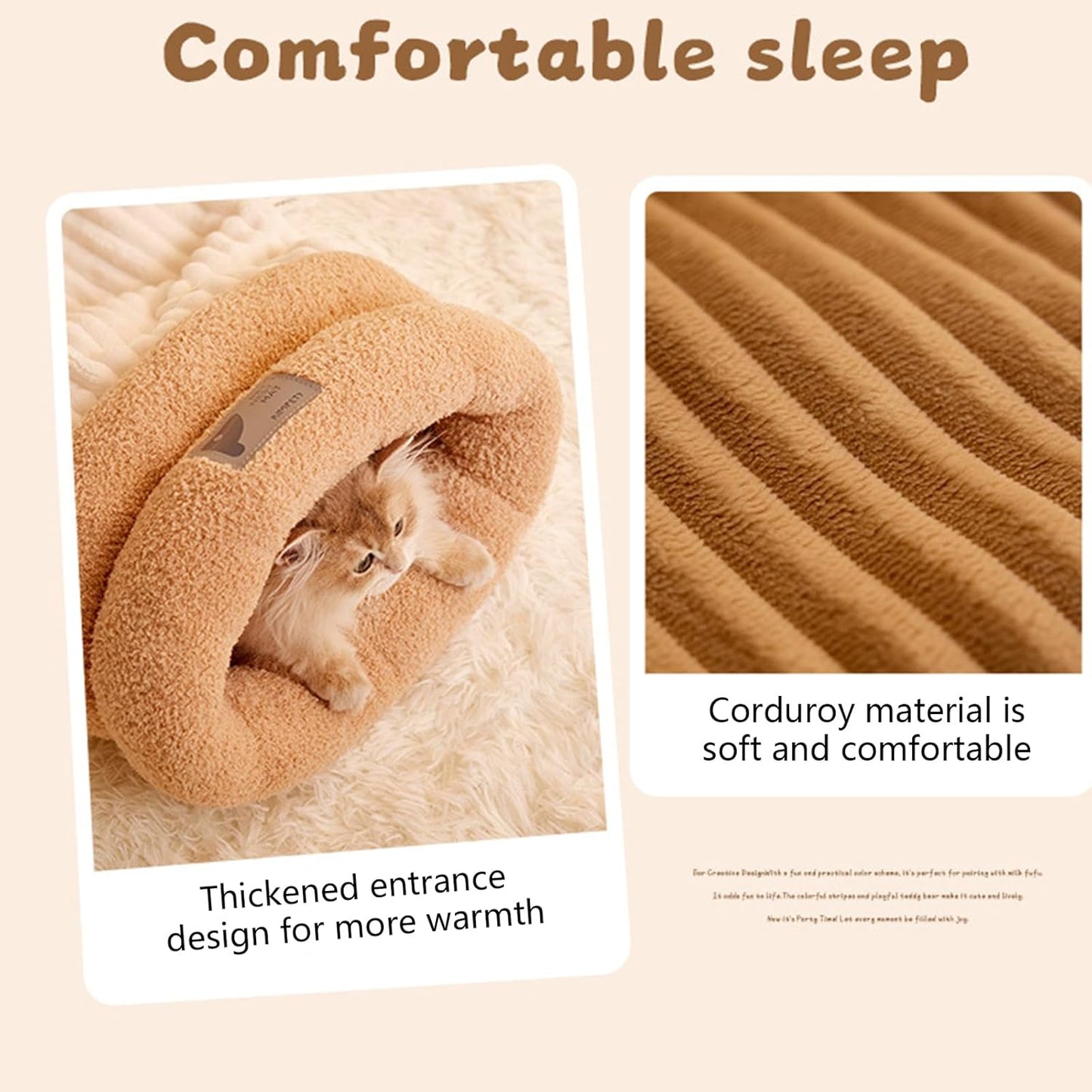 Cat Sleeping Bag - Cozy Pet Nest, Soft Fluffy Washable Bed Cave, Indoor Blanket (E) - Pet Explorer