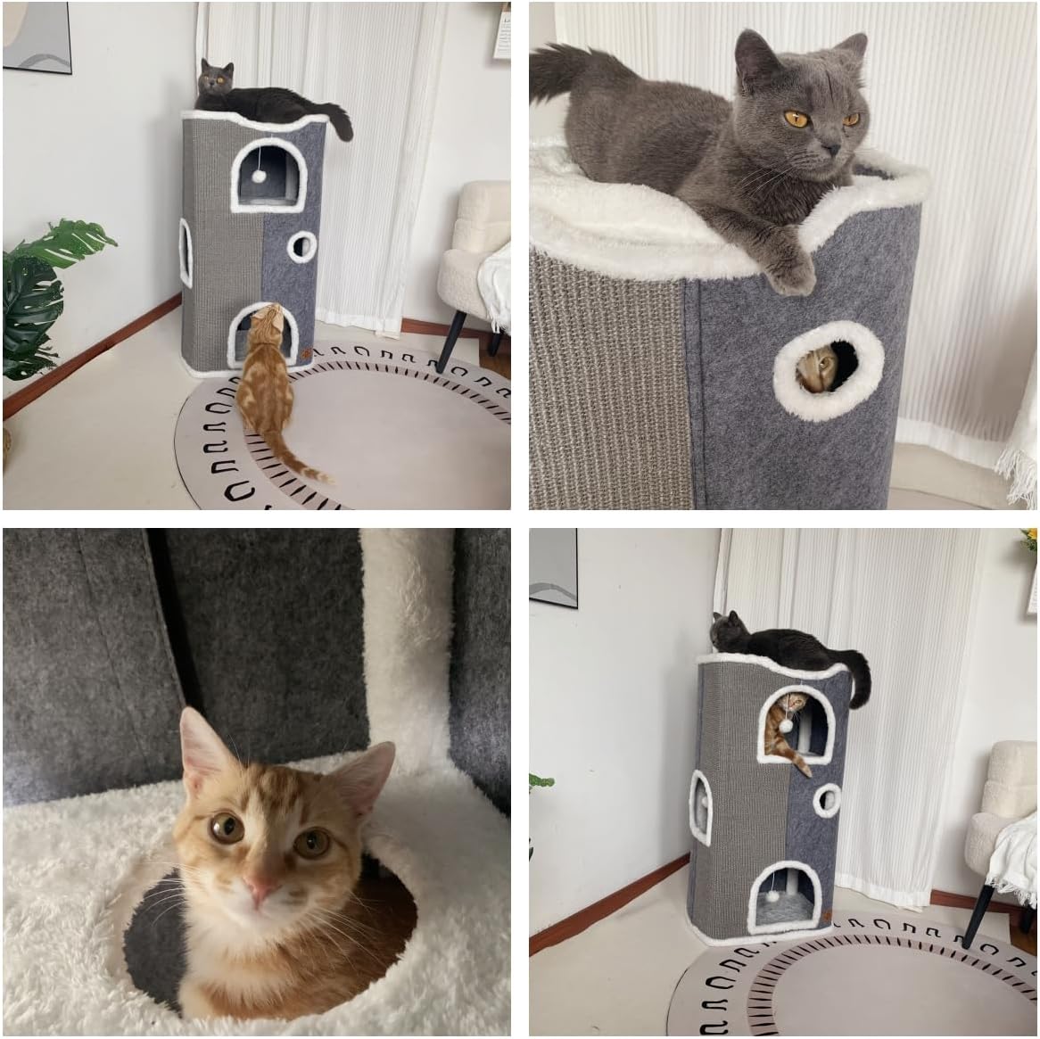 4-Level Cat House for Indoor Cats,Covered Cat Beds and Furniture with Scratch Pad,Hideaway Cave &Cushions,Modern Cat Tower Condo for Multi Small Pet and Large Cats Navy Blue - Pet Explorer