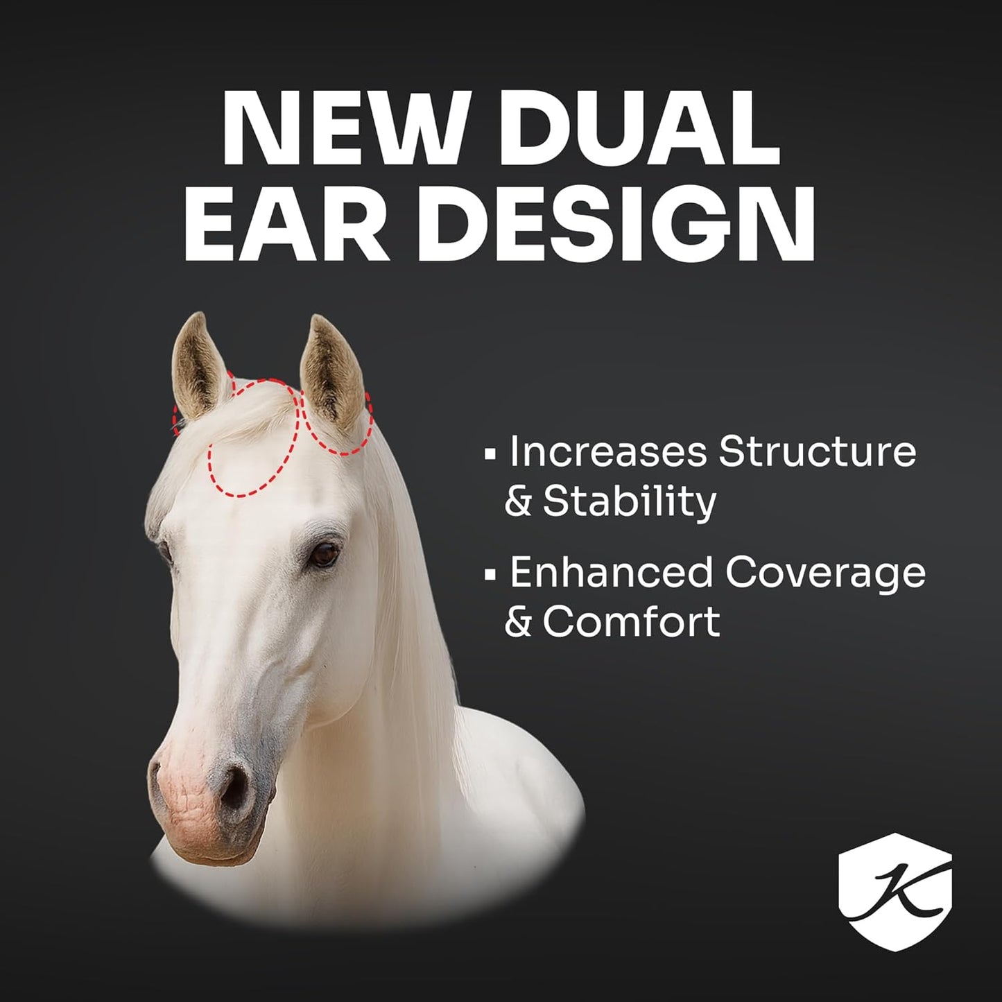 Kensington UV Fly Mask with Fleece Trim - Protective Mask with Dual Ear Opening & Forelock Freedom - Large, Atlantis