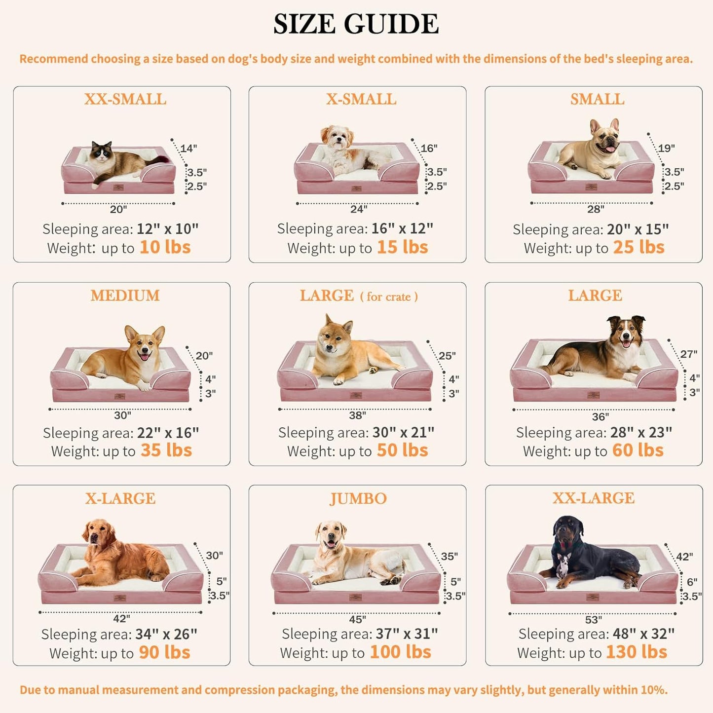 Comfort Expression Small Dog Beds Waterproof Orthopedic Foam Dog Sofa Beds for Medium Dogs Comfy Pet Bed with Washable Removable Cover & Non-Slip Bottom(Small,Pink) - Pet Explorer