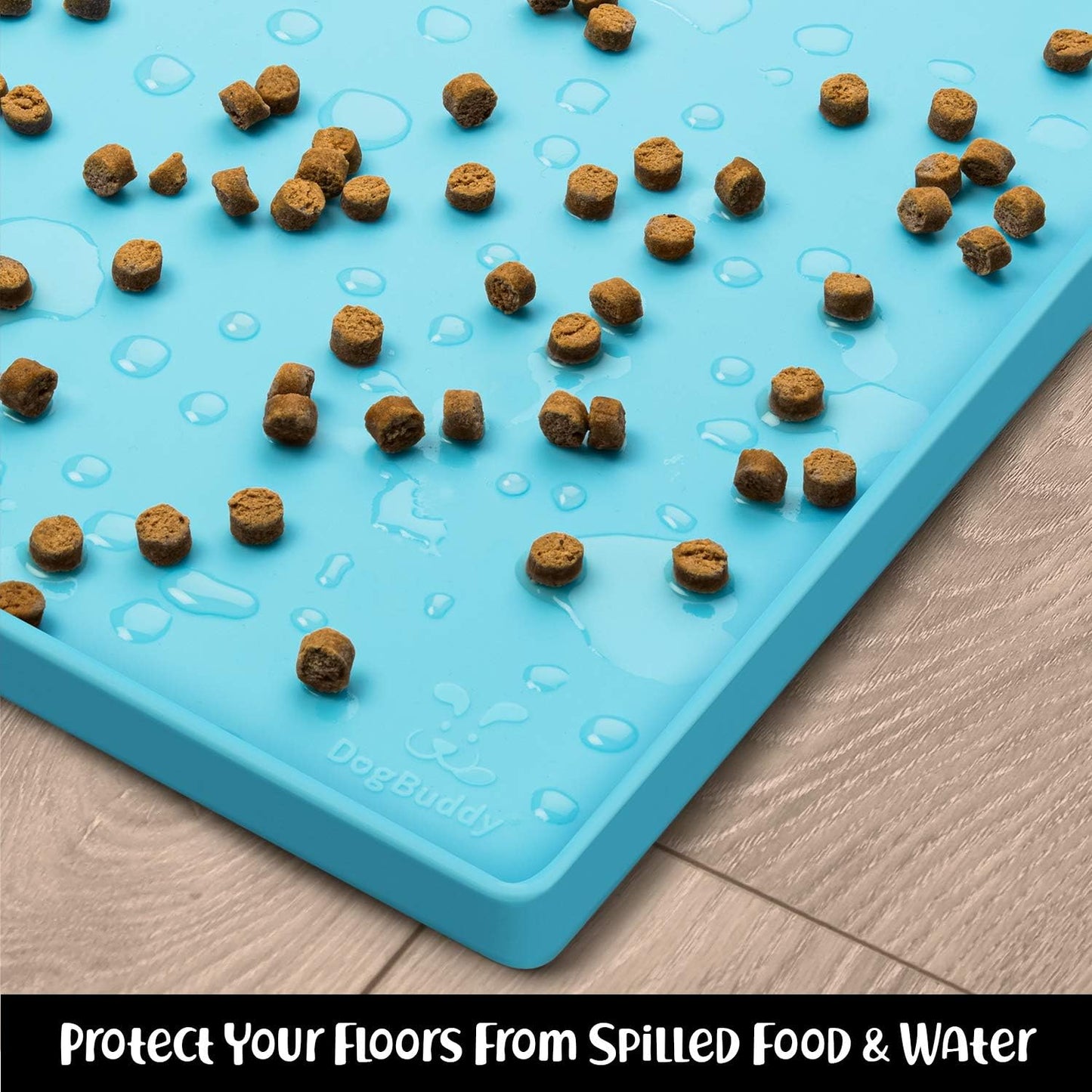 DogBuddy Dog Food Mat – Waterproof Dog Bowl Mat for Food and Water, Silicone Pet Feeding Mats for Floors, Non-Slip Placemat with High Edges for Dogs Bowls, Puppy Essentials (XL: 28" x 18", Maya) - Pet Explorer
