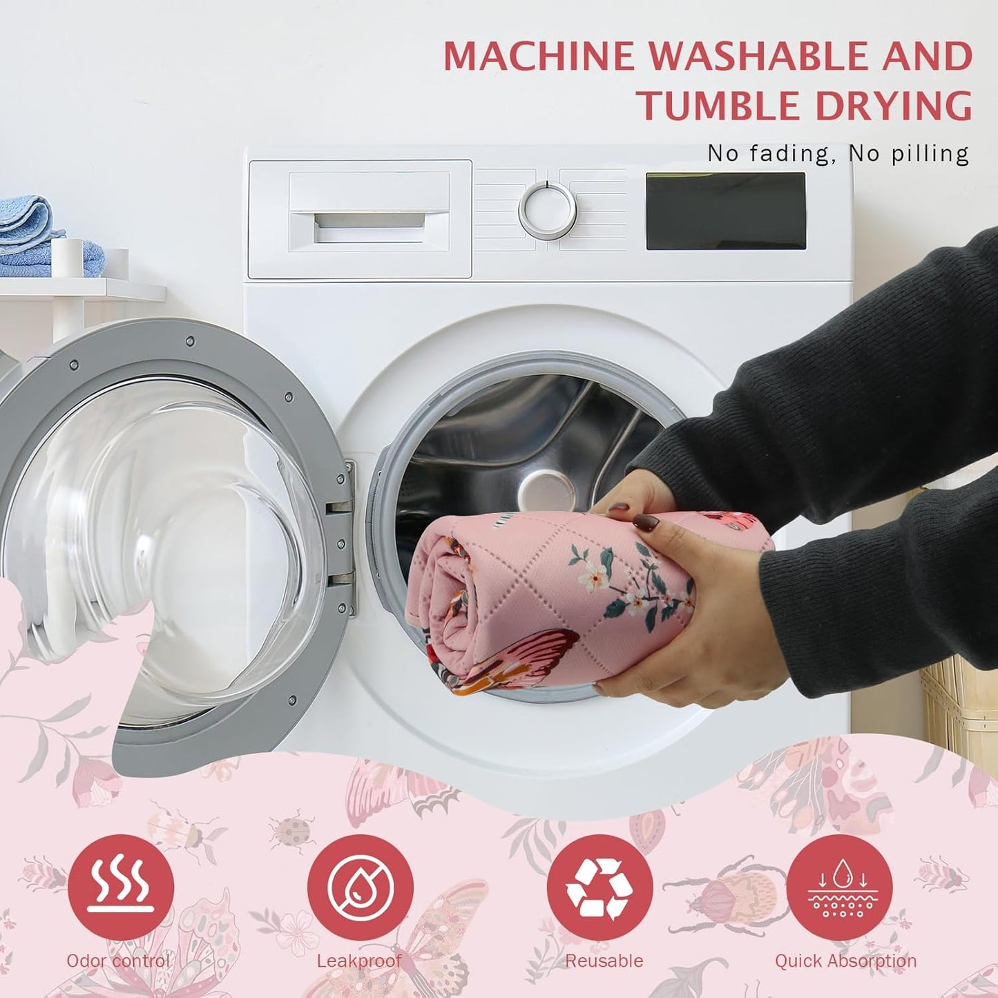 IEUUMLER Washable Pee Pads for Dogs, 2 Pack Insect Pattern Reusable Waterproof Puppy Potty Pads, Non-Slip Absorbent Pet Training Pads for Playpen Crate Bed EU014 - Pet Explorer