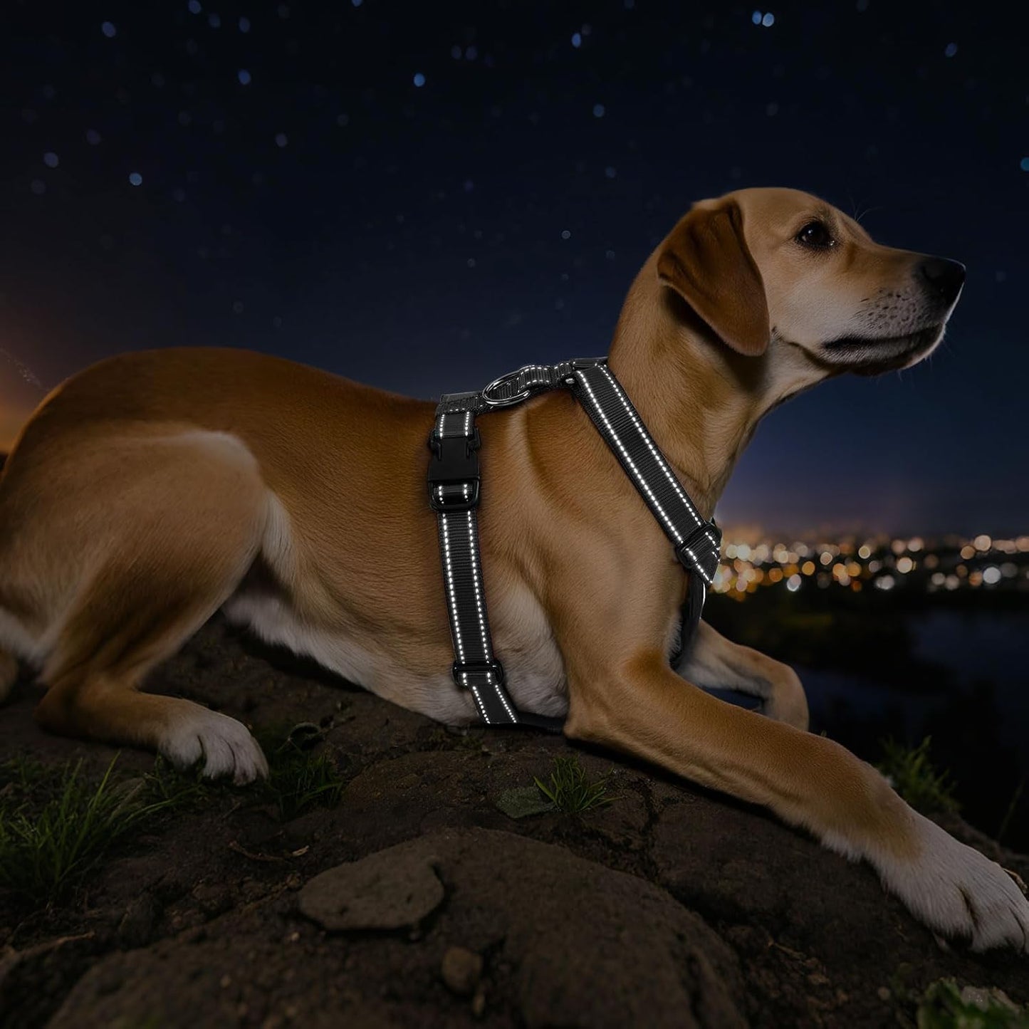 Dog Seat Belt Harness for Car, Dog Car Harness Adjustable Mesh Breathable & Dogs Seatbelt Safety Tether with Elastic Bungee for Small Medium Large Pets(Carbon Black, L) - Pet Explorer