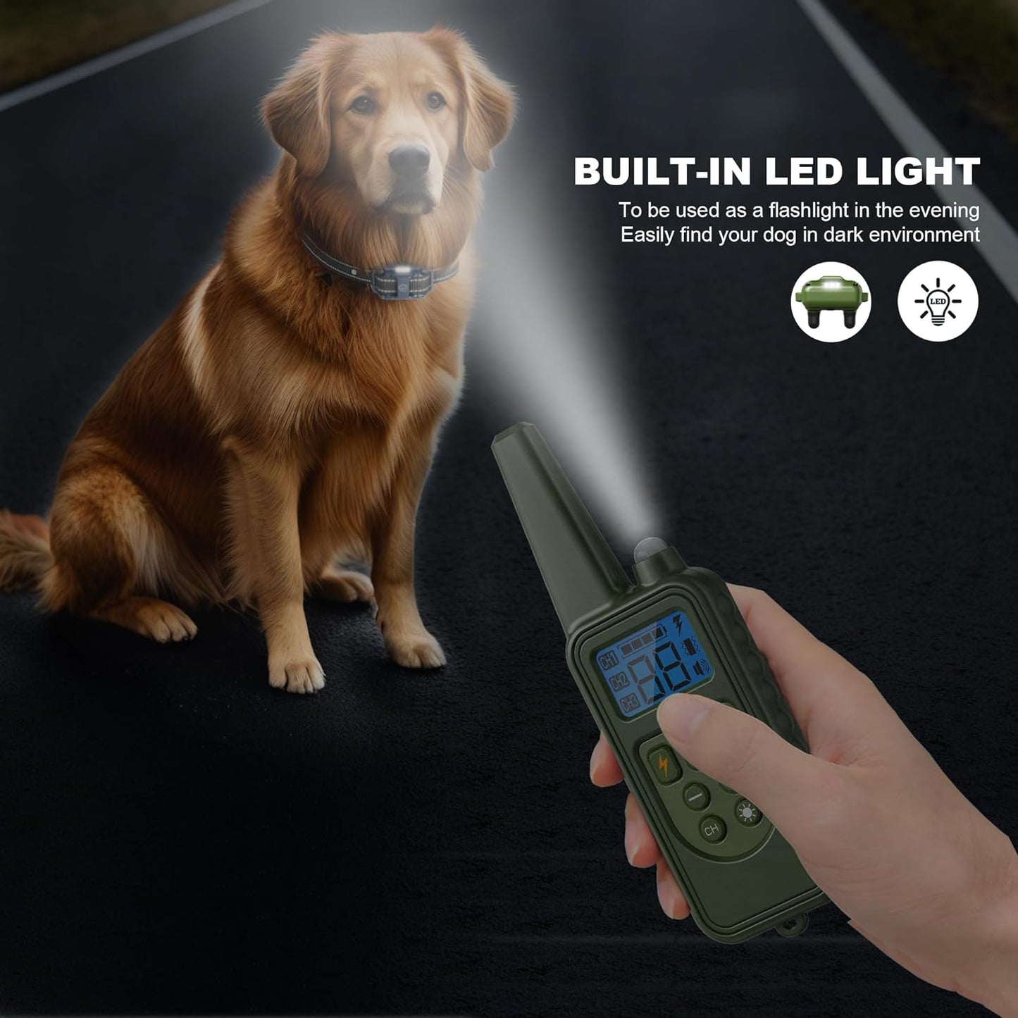 Dog Shock Collar, Electronic Dog Shock Collar with Shock, Beep, Vibration, Dog Training Collar with Remote, Light, Waterproof Rechargeable, 2600ft Dog e-Collar for Small Medium Large Dogs - Pet Explorer