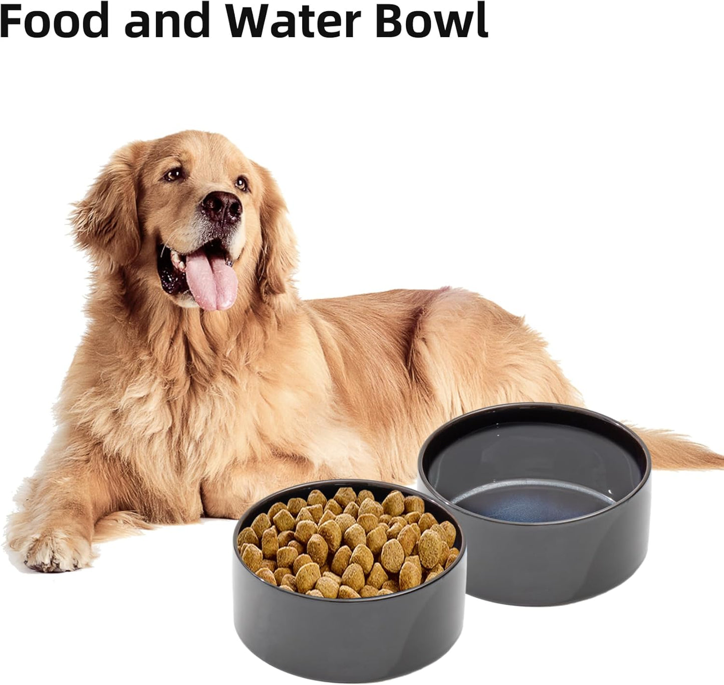 Ceramic 8.2inch Dog Bowl for Large-Breed Dogs, Anti-Slip and Weighted Pet Food and Water Bowl (Single Bowl - Starry Sky) - Pet Explorer