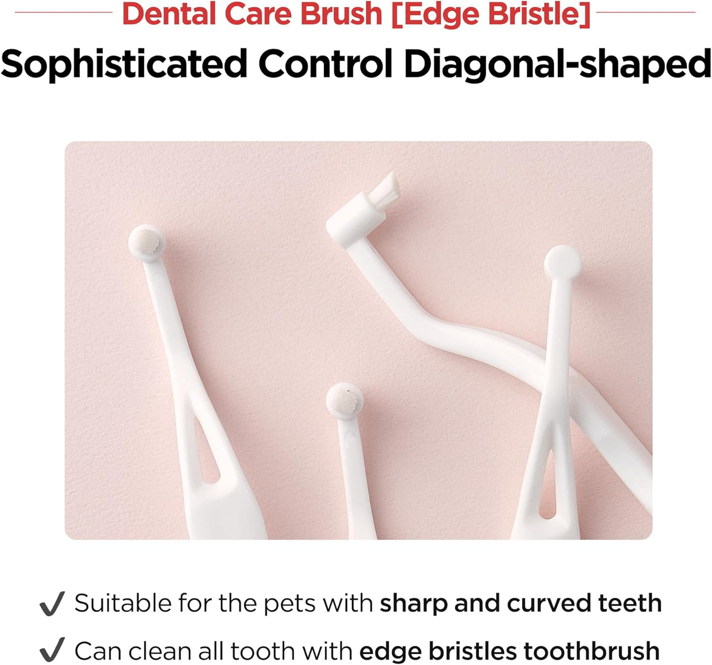 JAYU PET Dental Care Brush (Edge Bristles) 1ea - Micro Round Head Dog Toothbrush, Cat Toothbrush, Dental Care, Perfect for Kitten & Small Breed with End-tuft Diagonal-Shaped Bristle & Easy Grip Handle - Pet Explorer