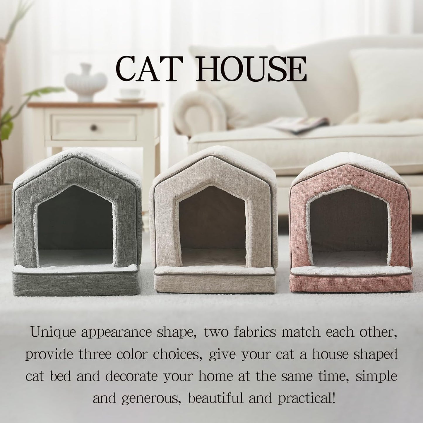Orthopedic Cat Houses for Indoor Cats,Small Dogs,Super Soft Cat Bed Cave,Condos, Cubes,Cat Hideaway,Covered,Cat Bed for Kitty Small Medium Large Pet (Gray, 18" L x 15" W x 17" Th) - Pet Explorer