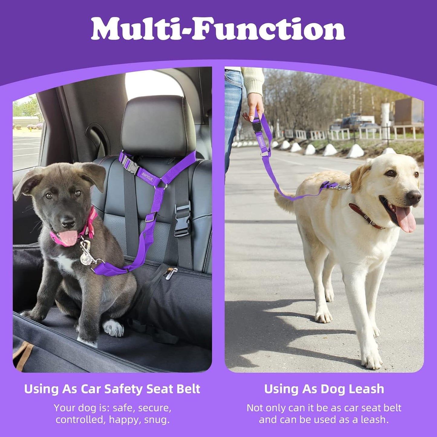 BWOGUE Pet Dog Cat Seat Belts, Car Headrest Restraint Adjustable Safety Leads Vehicle Seatbelt Harness (1 Pack) - Pet Explorer