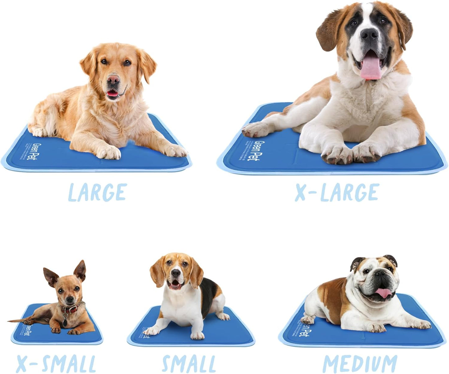 The Green Pet Shop Cool Pet Pad - Large, Blue - Self-Cooling, Pressure Activated Mat for Dogs & Cats from 46-80 lbs - Non-Toxic Gel, No Water Needed - Pet Explorer