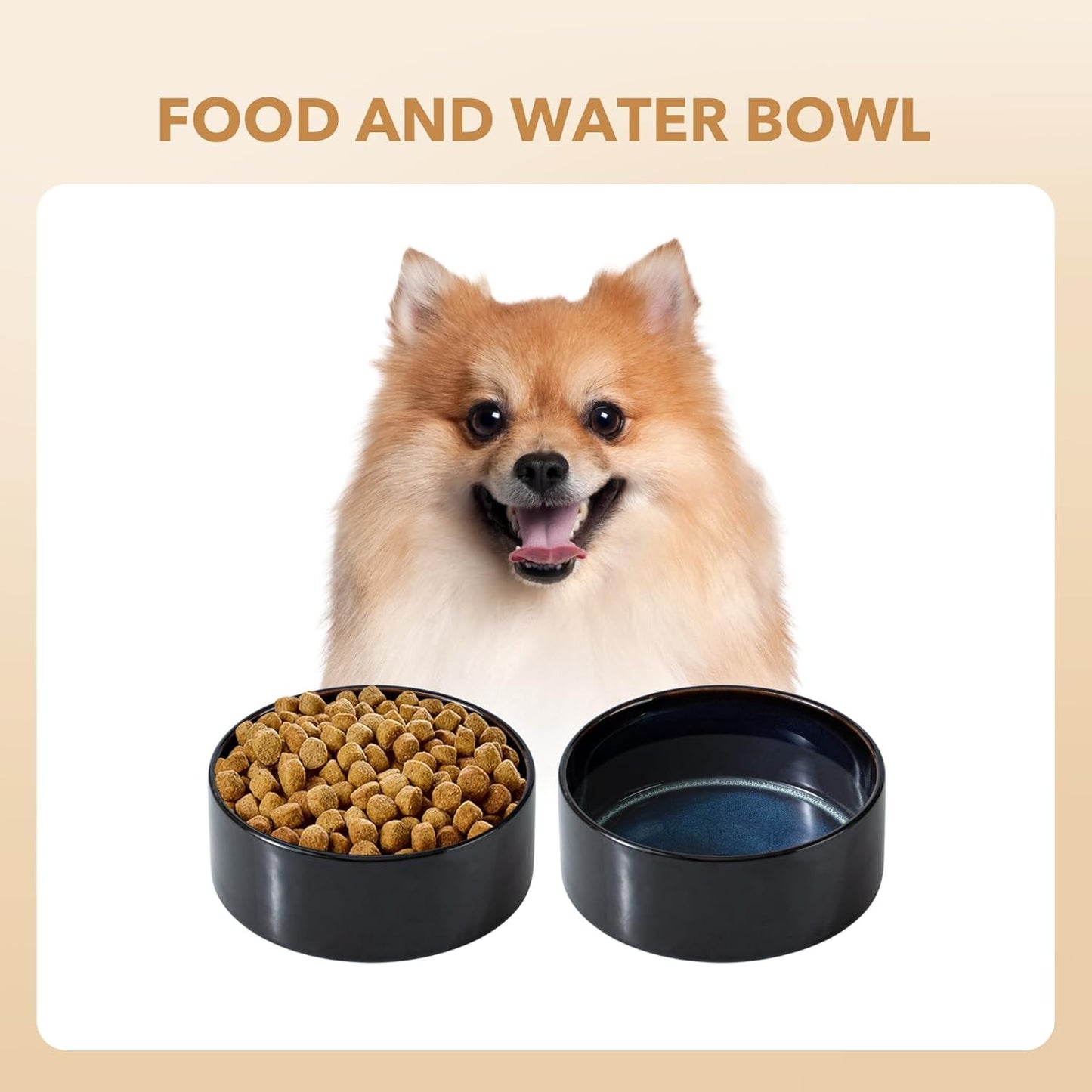 Ceramic 6.1inch Dog Bowl for Small Breed Dogs, Anti-Slip and Weighted Pet Food and Water Dishes (Single Bowl, Starry Sky) - Pet Explorer