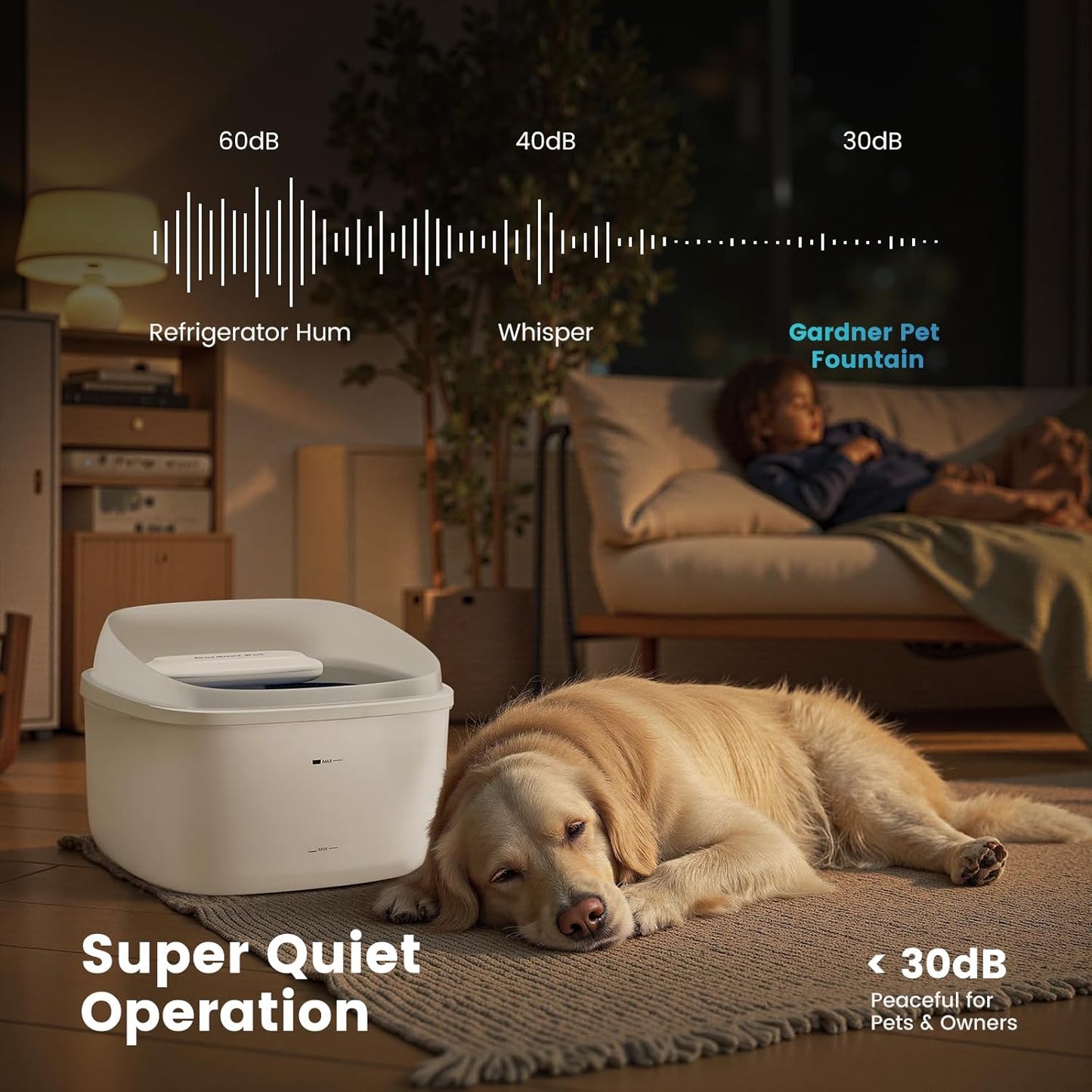 Gardner Pet Dog Water Fountain for Large Dogs, 8L/2.1Gal Large Capacity Automatic Dog Water Bowl Dispenser with Vortex Circulation, UV&Maifan Stone Filter, Splash-Proof, Quiet Cat & Dog Water Bowl - Pet Explorer