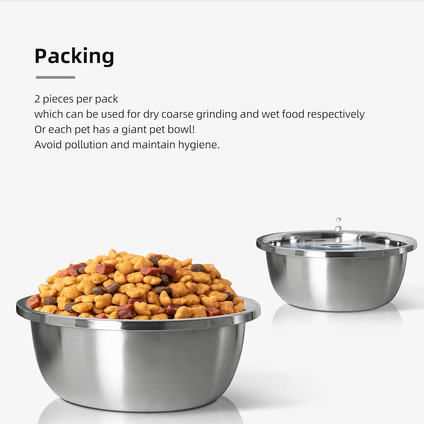 Stainless Steel Large Dog Food Bowl, 96 oz (12cup) Large Capacity Dog Water Bowl, Heavy Duty, BPA Free for Large and Medium Dogs (2 pcs) - Pet Explorer