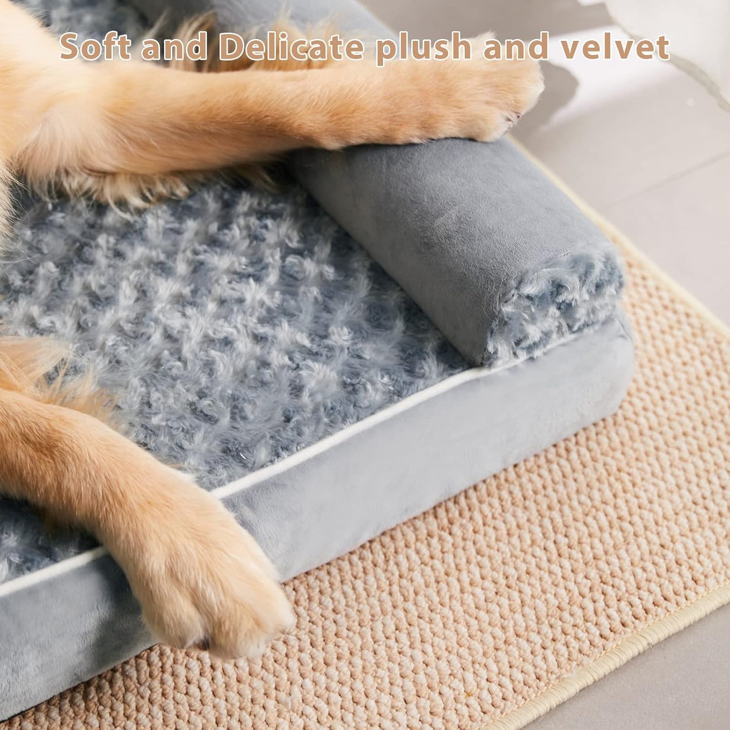 BFPETHOME Dog Beds for Large Dogs, Orthopedic Dog Bed for Medium Large Dogs,Big Waterproof Couch Pet Bed with Removable Washable Cover