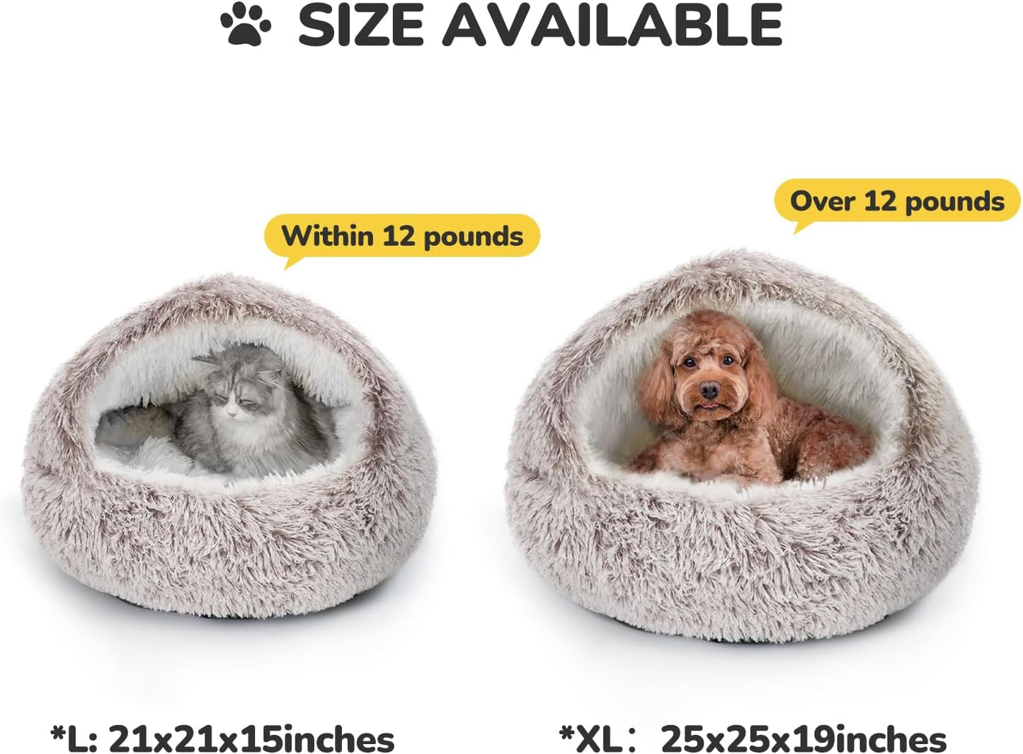 CATISM Plush Hooded Cat Bed, Calming Nest, Self-Warming Cave, Cozy Pod for Indoor Cats or Small Dogs, Removable Washable Cove With Non-Slip Bottom - Pet Explorer